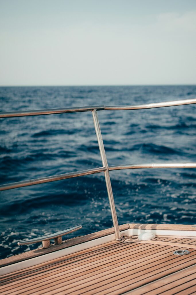 View of the sea from a luxury yacht deck