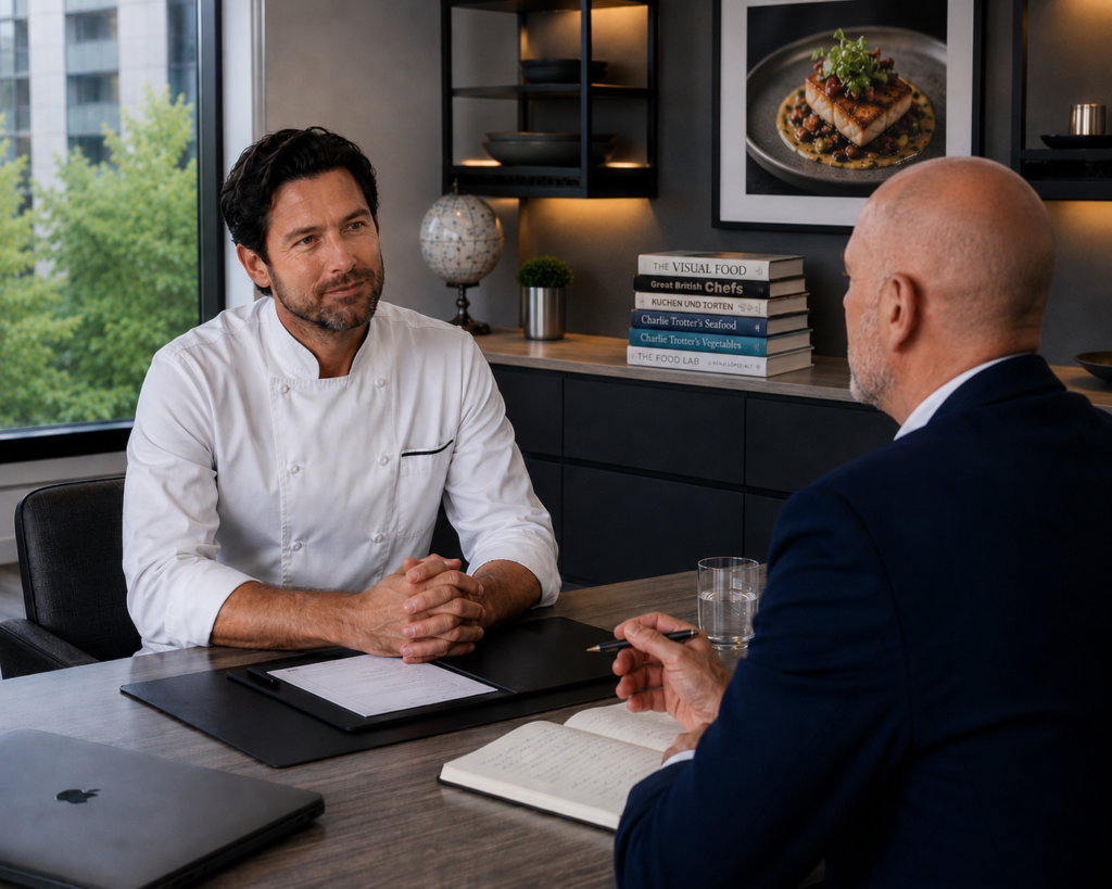 Chef interviewing with an Estate Manager in a family office