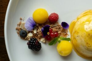 Plated fine dining dessert