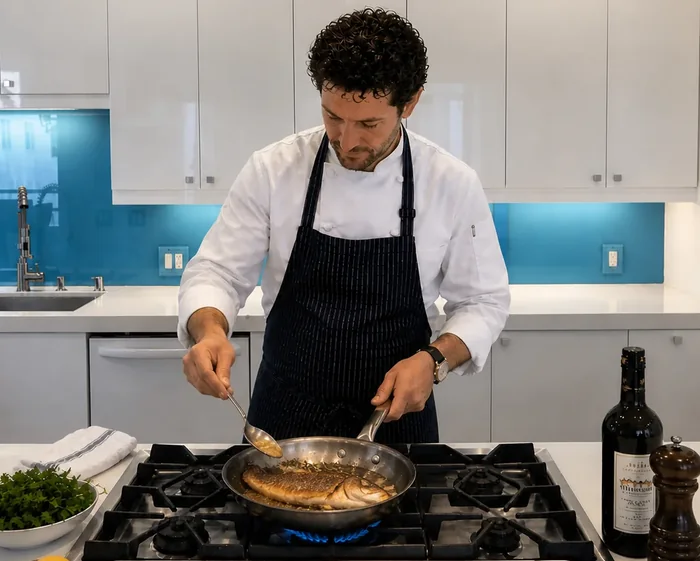 Private chef cooking during a Los Angeles trial