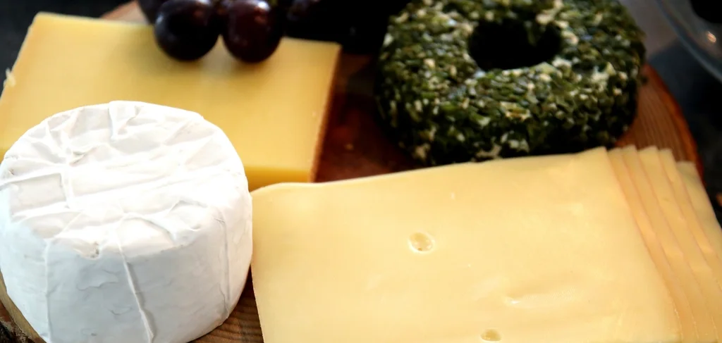 Artisan cheese platter with soft and aged cheeses